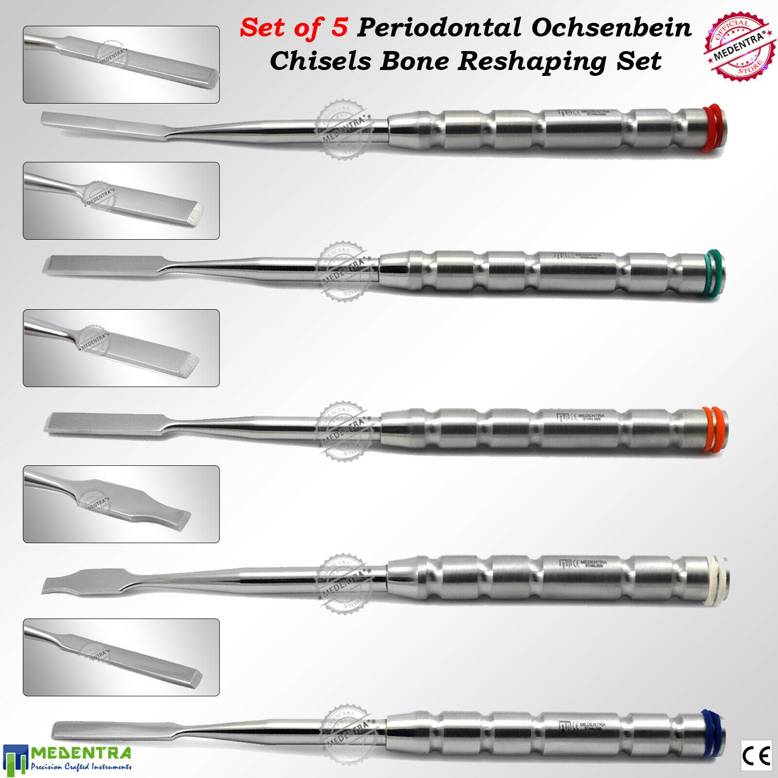 Periodontal Ochsenbein Chisels Ridge Splitting Expanding Chisel 5 Pcs Set