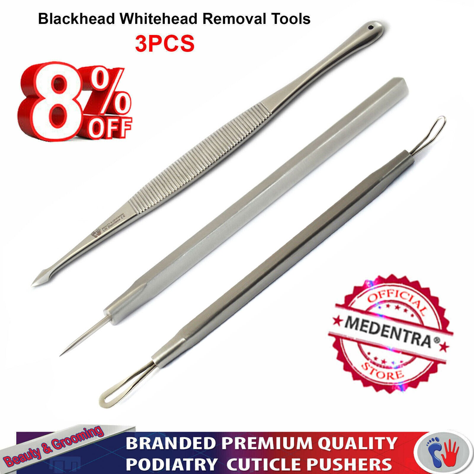 Removing Blackheads Whiteheads at Home Using a Comedone Extractor Tool Kit of 3