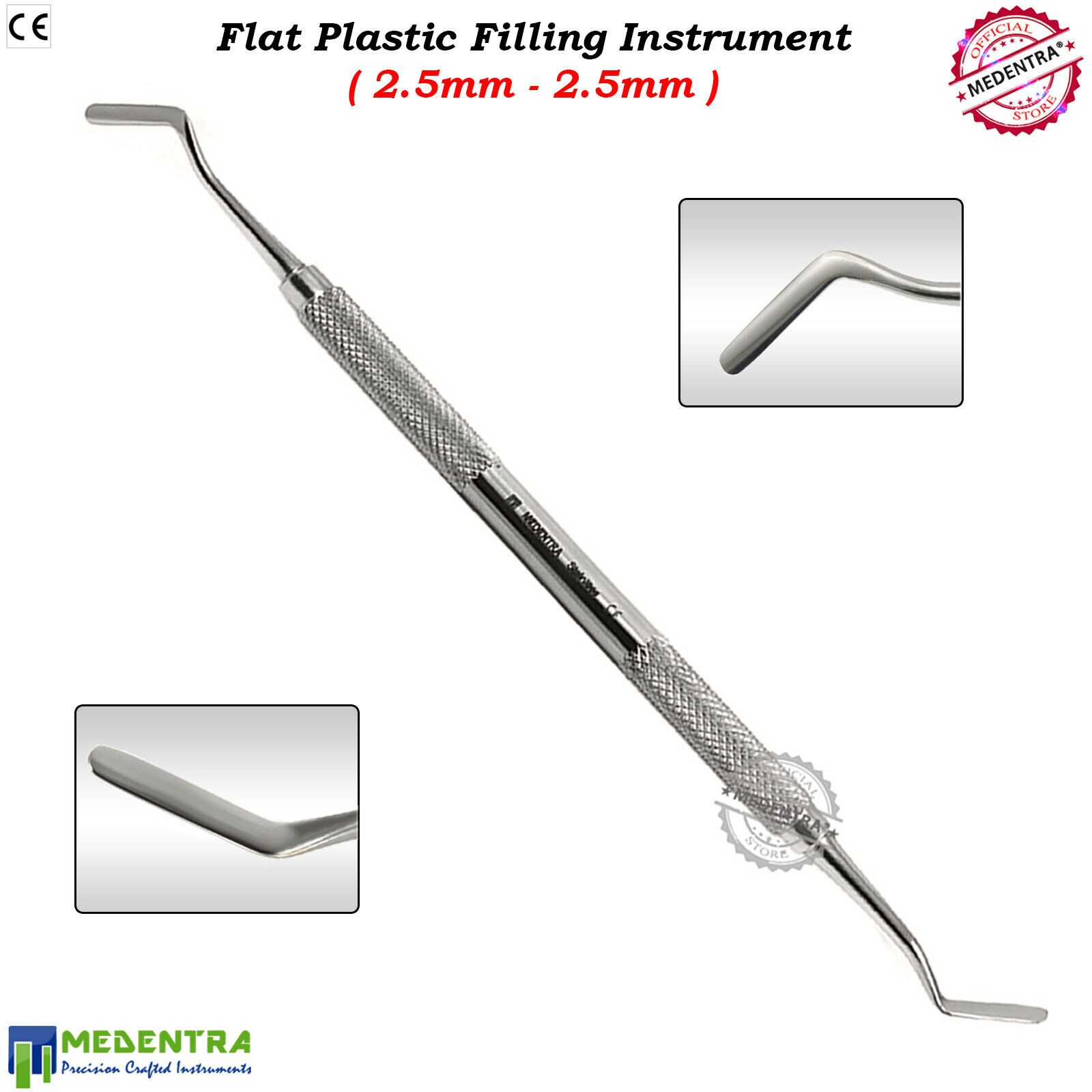 Flat Plastic Filling Instruments 2.5 mm Restorative Dental Amalgam Tool