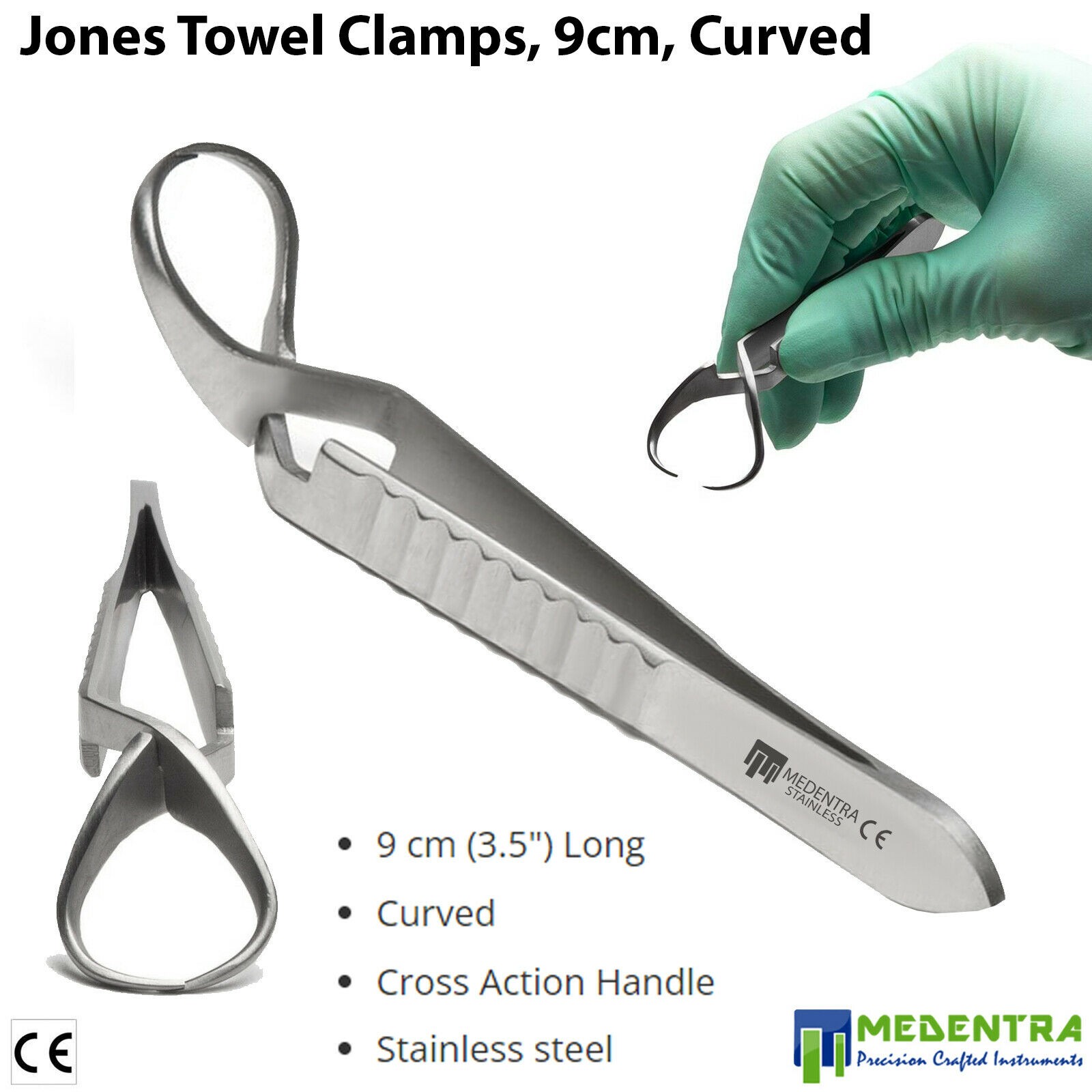 Jones Towel Clamp Locking Forceps Locking Handle Surgical Hemostats 9 cm