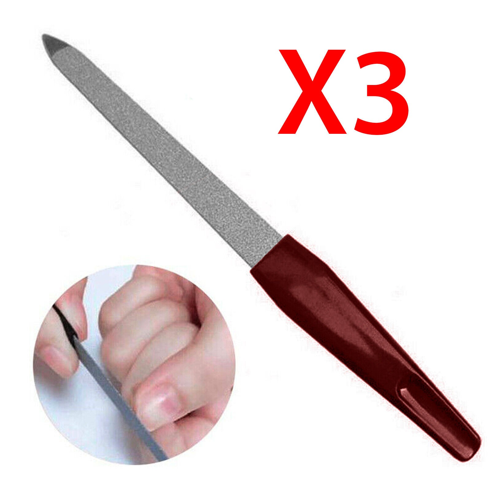 Professional Nail File Double Sided Emery, Manicure Pedicure Tools X3