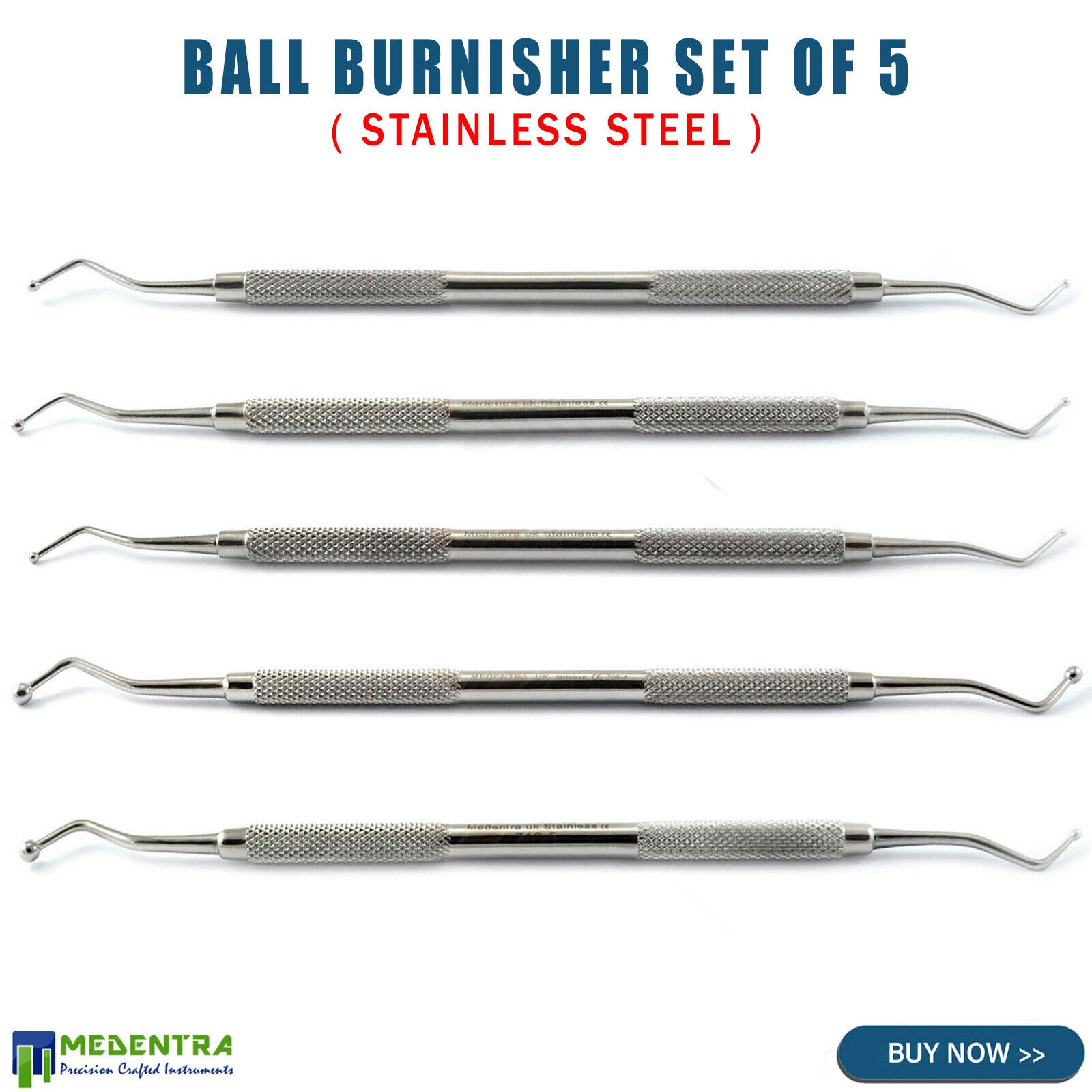 Set Of 5 Dental Composite Restorative Filling Ball Burnisher Amalgam Filling Lab