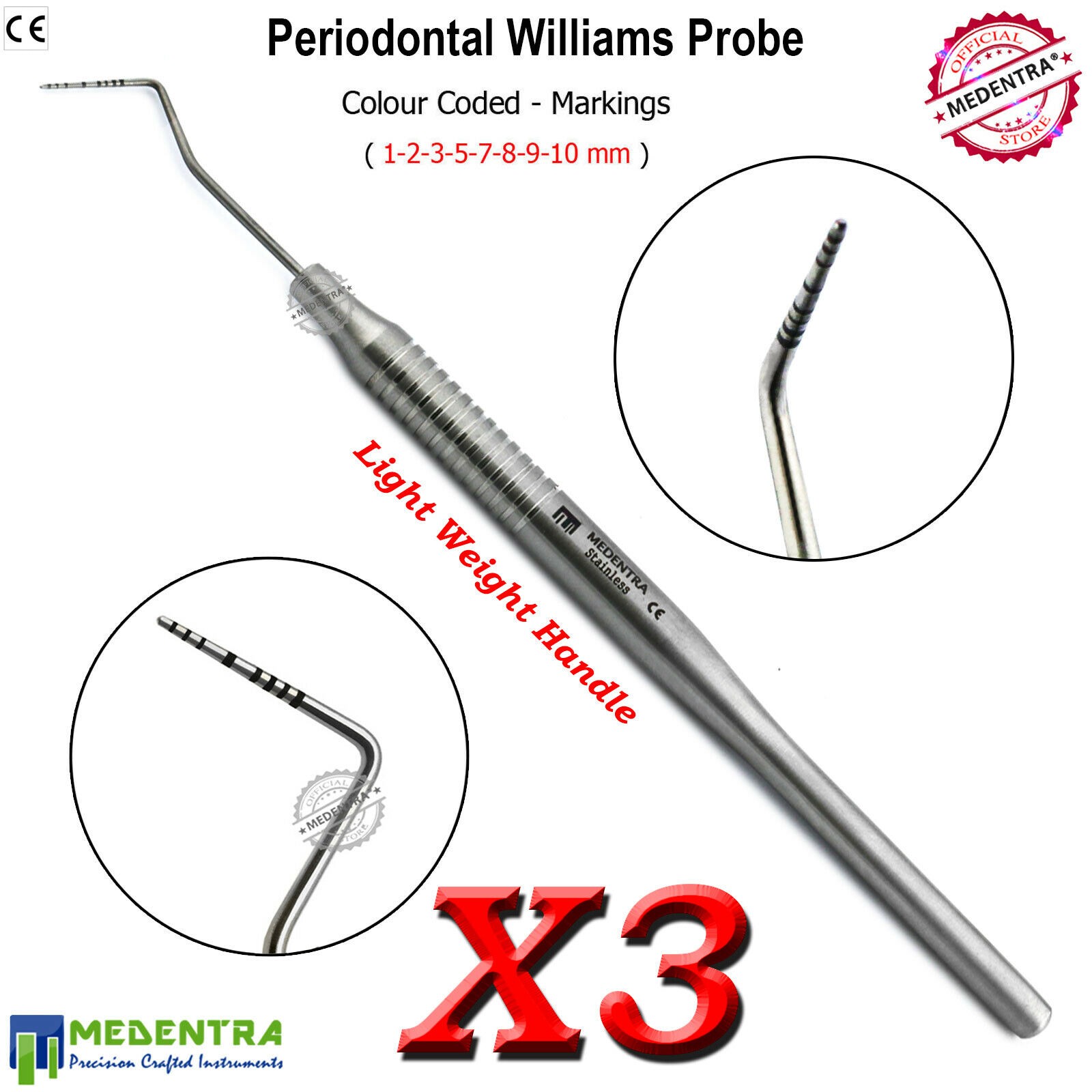 Dentists Williams Periodontal Color-Coded Probes