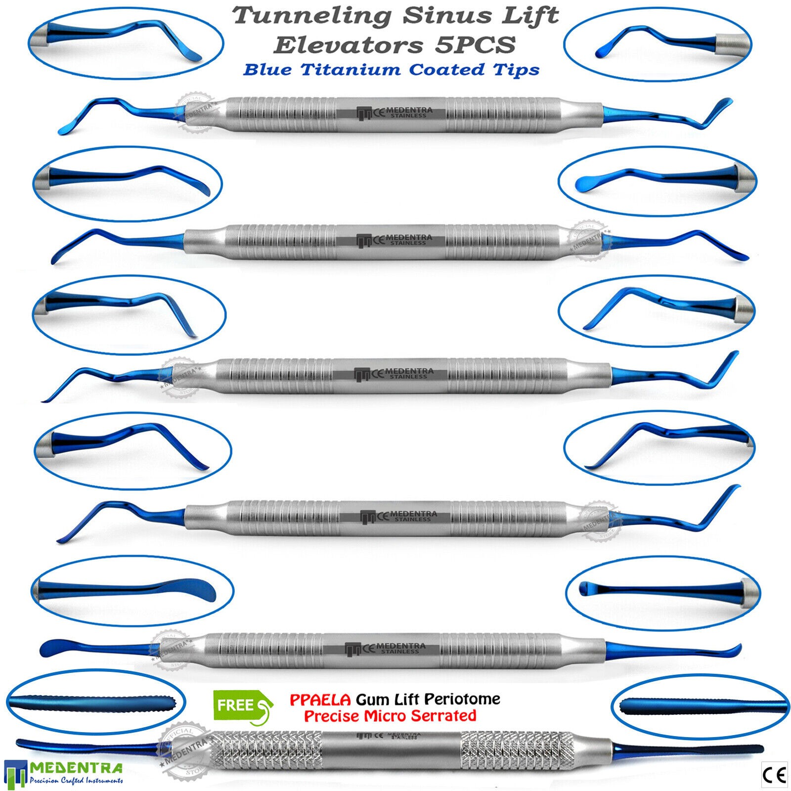 Sinus Lift Implant Elevators Dental Surgery Gum Tunneling PPAELA Instrument Set