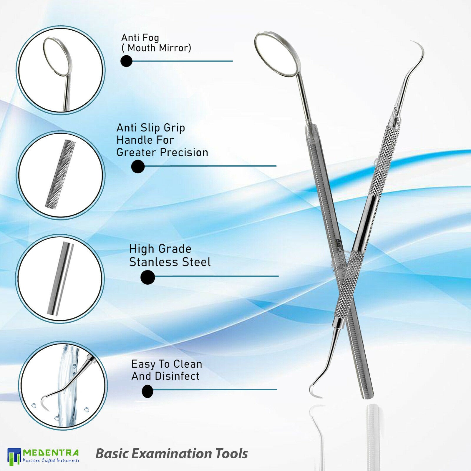 Basic Examination Instruments Kit Dentistry Lab Tools 2Pcs
