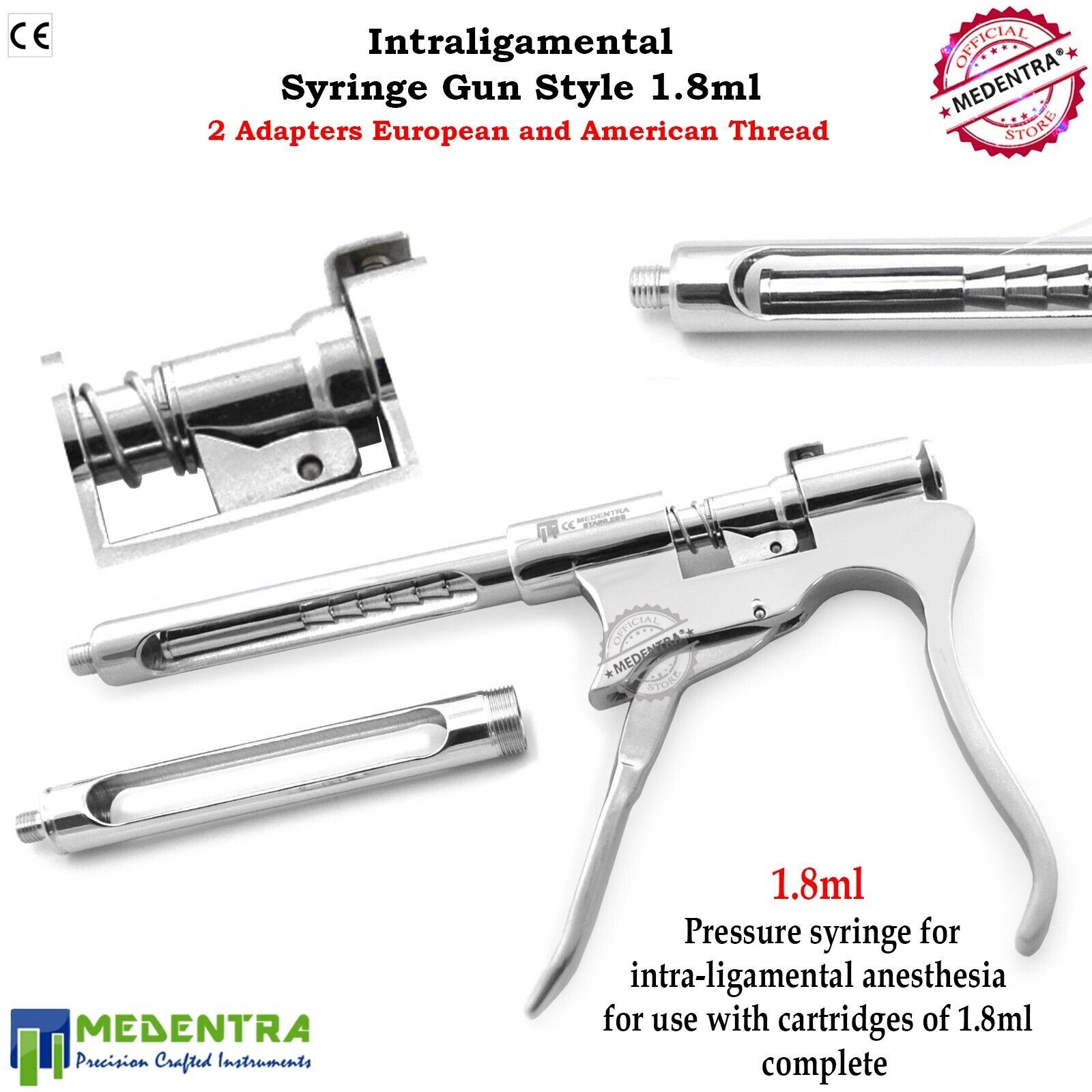 Dental Intraligamental Anesthesia Syringe 1.8ml Siringa Siringhe Gun CE
