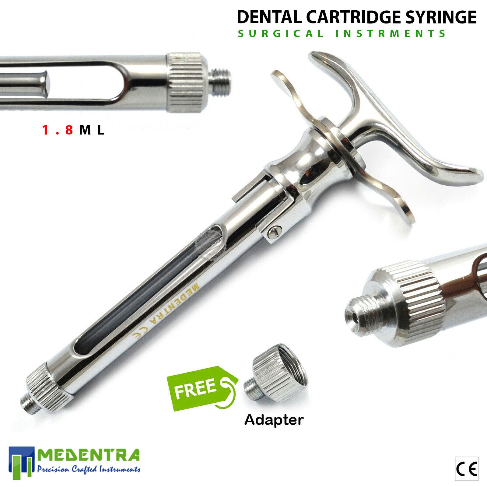 Dental Aspirating Anesthetic Cartridge Syringe 1.8ml Syringes for Anesthesia Lab