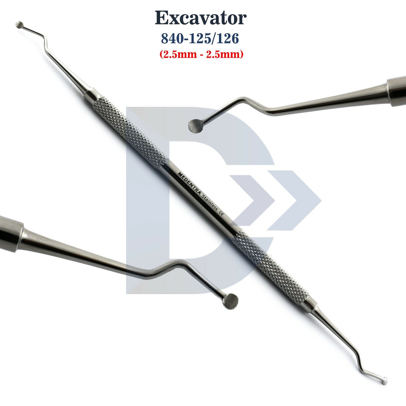 Dental Spoon Excavator 126/126, 2.5 mm, Restorative Cavity Carious Decay Remover
