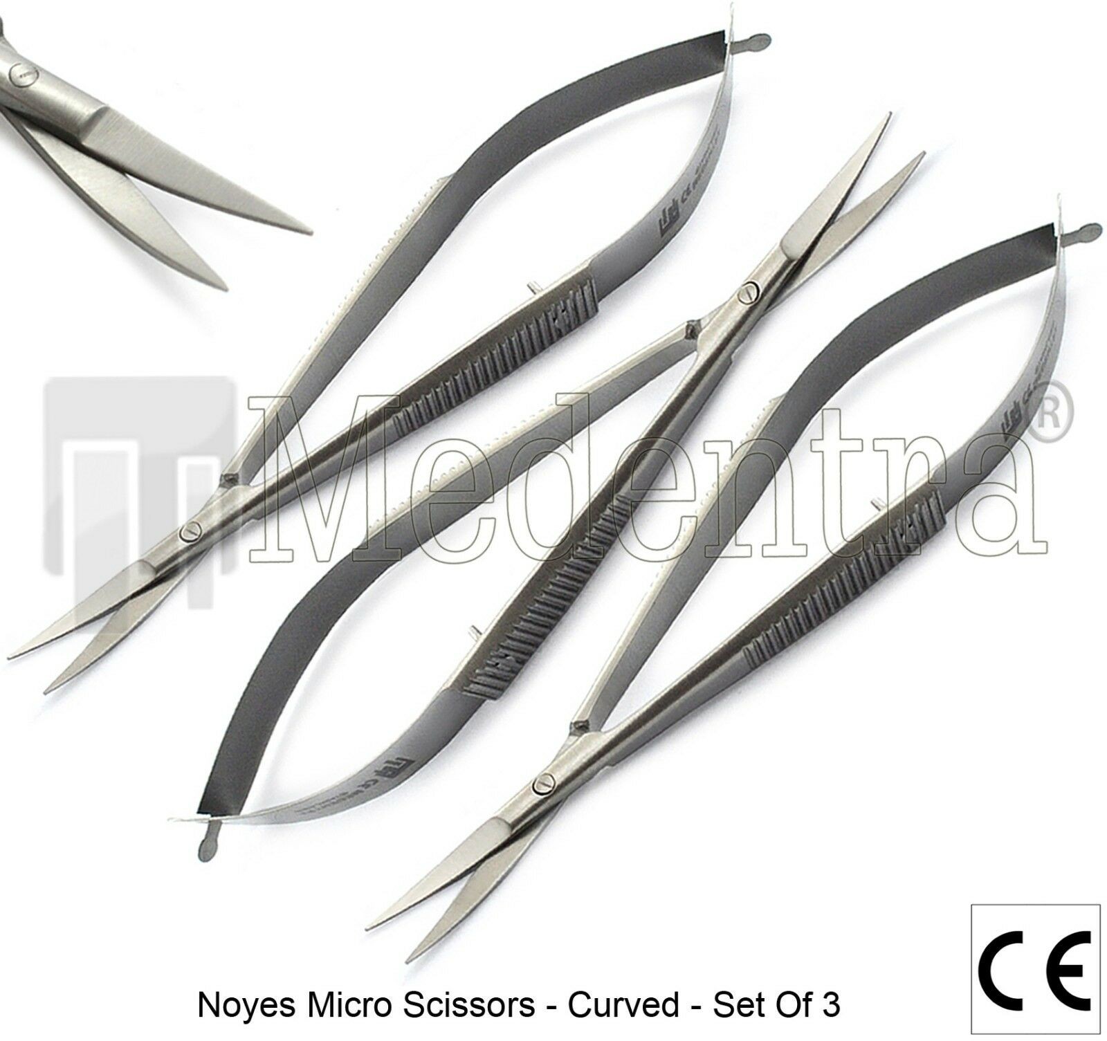 3 PCS Micro Noyes Scissors Surgical Dental Curved Spring Scissor Ophthalmic Tools