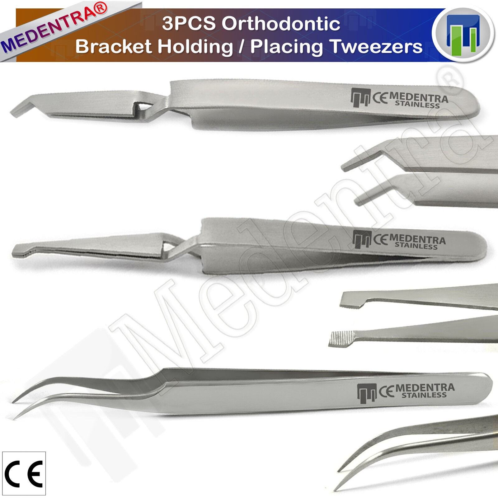  Lingual Brackets/Buccal Tube Bracket Placing Reverse Action Holding Tweezers New