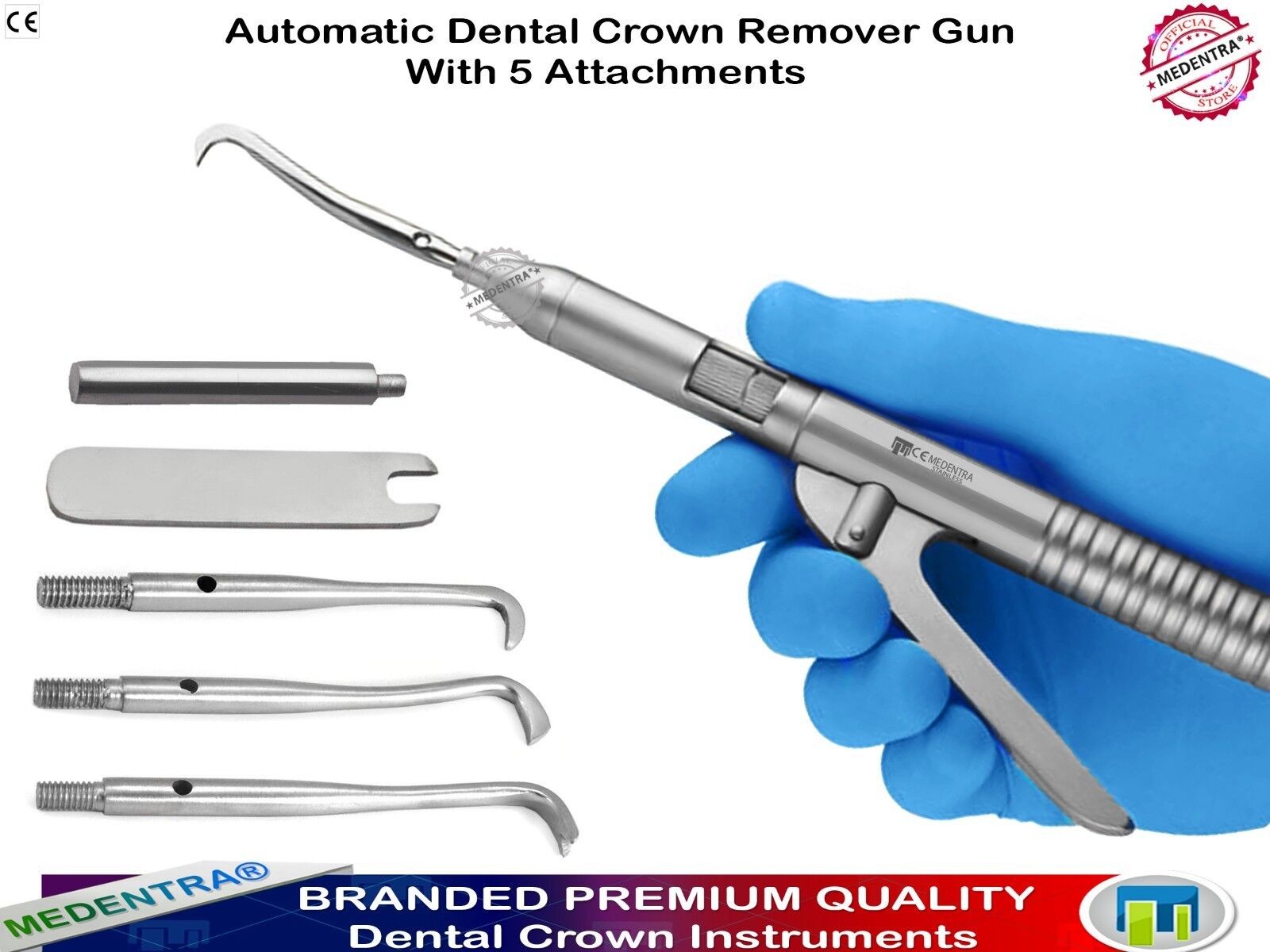 Dental automatic Crown Remover Gun type with Five Accessories Crowns Removal Set