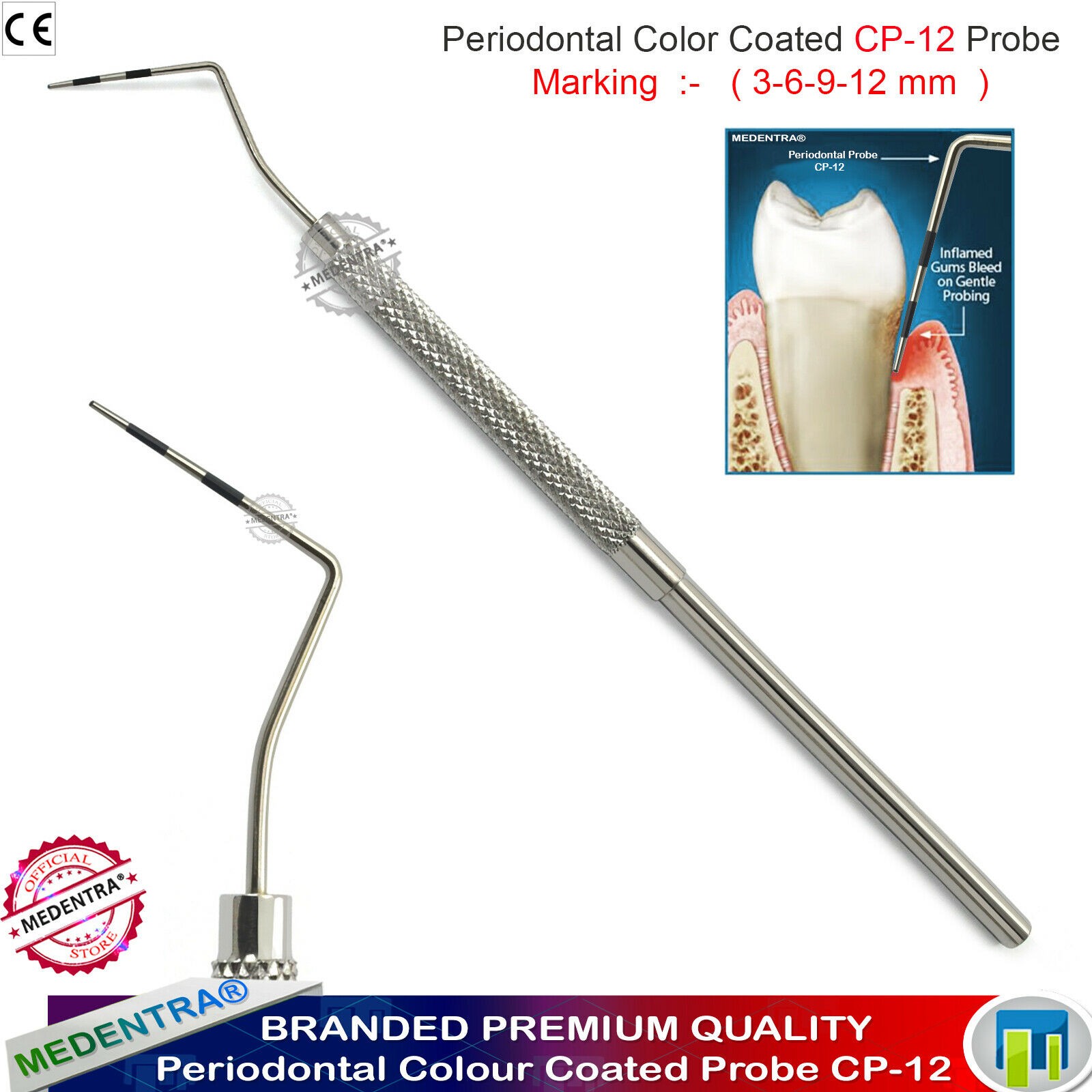 CP12 Periodontal Probe Pocket Depths Diagnostic Probe