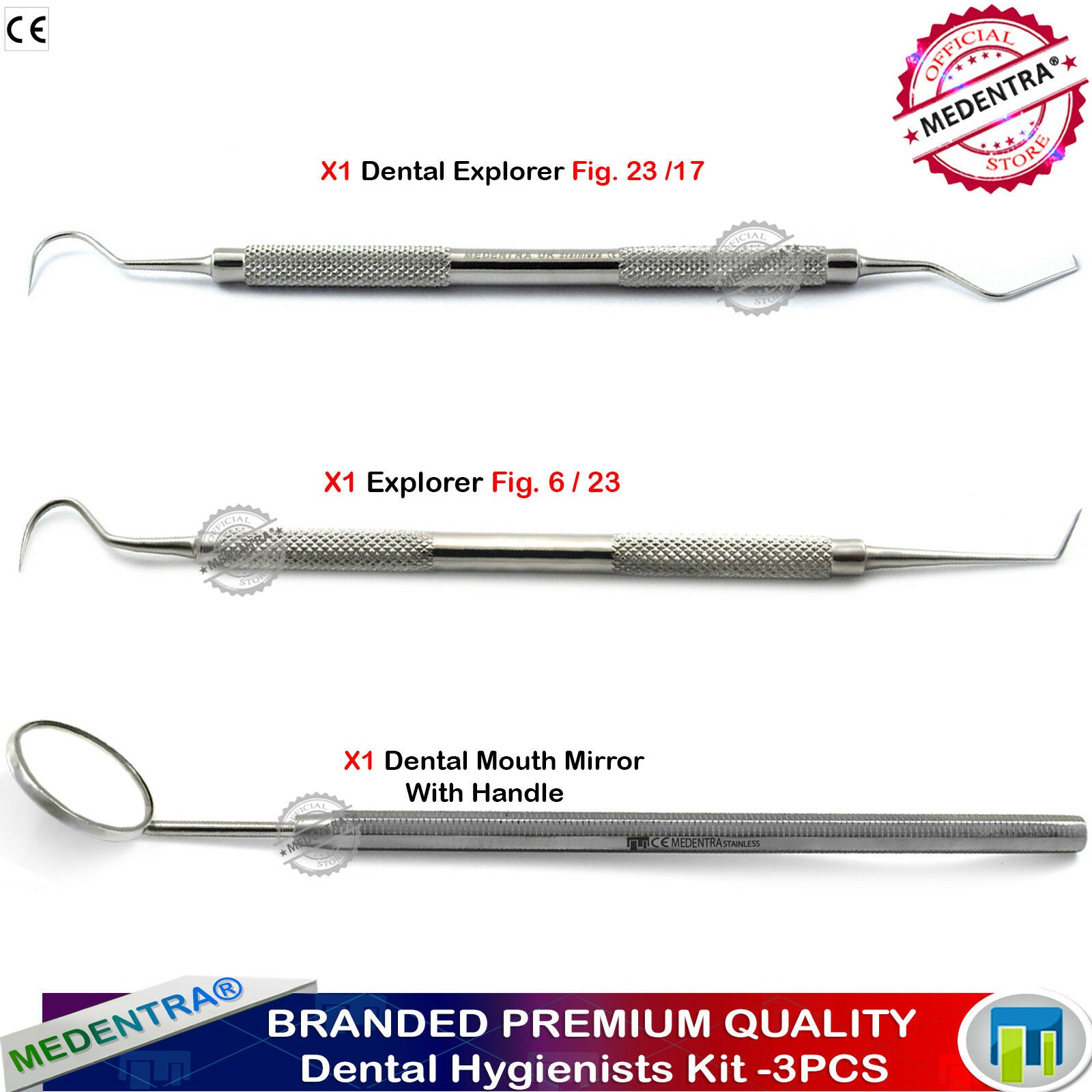 Dental Diagnostic Exam kit Hygiene Tooth Scraper Probe Scaler Mouth Mirror Lab