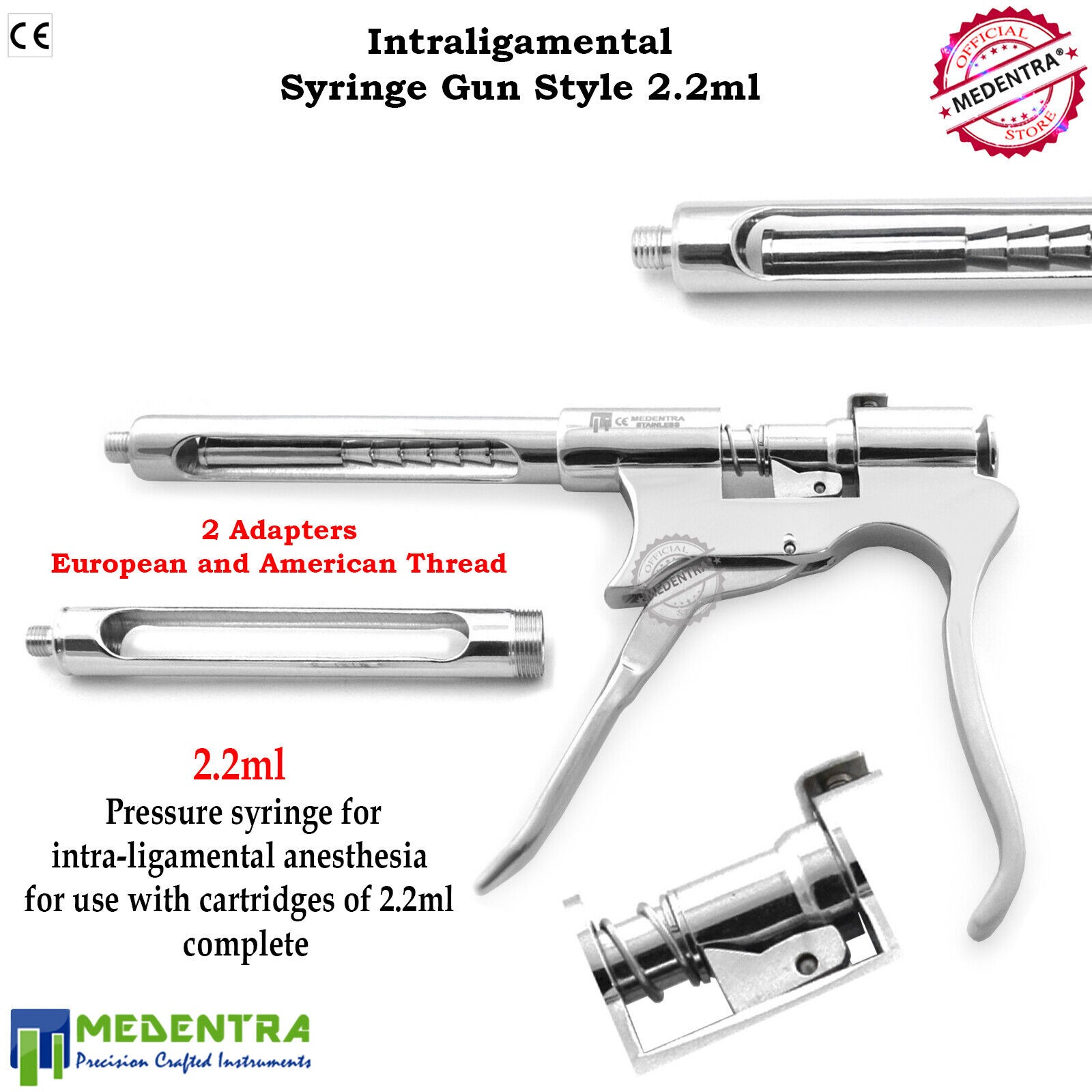 MEDENTRA Dental Anesthetic Syringe 2.2ml JERINGA intraligamentosa Lab