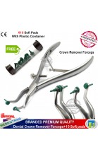 Crown Clinic Remove Clamp Forks for Ceramic Capsules & Bridges+X10 Forceps