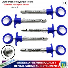 MEDENTRA® Auto Passive Syringes Anesthesia Self Aspirating 1.8ml 3PC Thread FREE