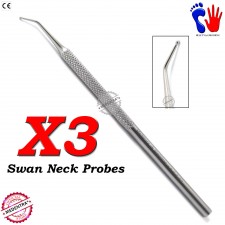 Podiatrists Ball End Probe Swan Neck Under Nails Pusher Manicure Tools Set of 3