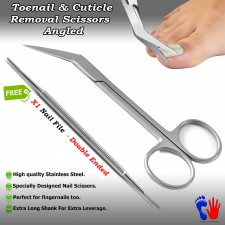 Angled ToeNail Scissors Manicure Cuticle Finger Toenail Ingrown Shears+Nail File