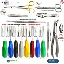 Oral Surgery Kit Tooth Elevators Root Tip Periotome Forceps Tools Kit by MEDENTRA