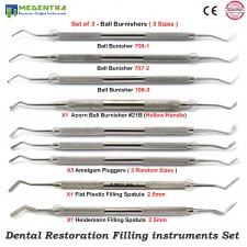 MEDENTRA® 9PCS COMPOSITE FLAT PLASTIC SPATULAS DENTAL HEIDEMAN FILLING Set Lab