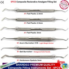 MEDENTRA® 6PC DENTAL FLAT PLASTIC SPATULAS COMPOSITE HEIDEMANN FILLING BURNISHER