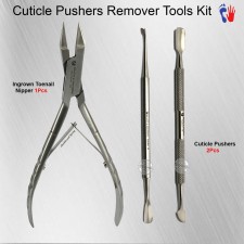 Toenail Ingrown Clipper Cuticle Pusher Manicure Pedicure Nail Care Tools Set 3Pc