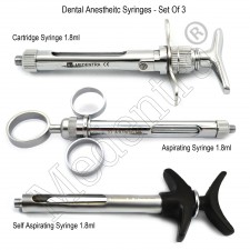 MEDENTRA® Syringe for Surgical Anesthesia Aspiration Dental Syringes 1.8ml X3