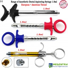 Dentist Aspirating Syringes 1.8ml Anaesthesia Stainless Steel Syringe Anesthetic