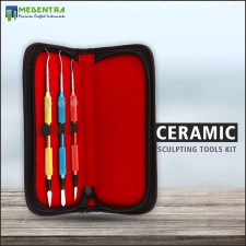 Dental Ceramic Wax Sculpturing Tools Set Of 3 Dental Carving Instruments / Pouch