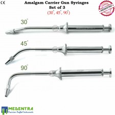 Dental Amalgam Carrier Syringes Gun Swiss Type Restorative Lab Filling Set OF 3