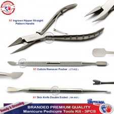 Ingrown Nail Cleaner Set Nipper Clipper Cuticle Pusher Remover 3PCS