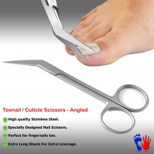 Cuticle Scissors Toe Nail Shears Thick Nails Trimmer Stainless Steel Angled New