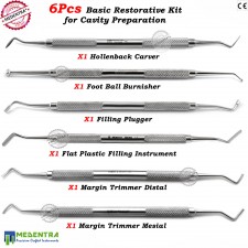 Dental Filling Restorative Kit Ball Burnisher Plugger Margin Cavity Trimmers 6Pc