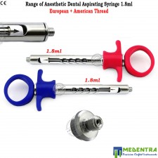 2Pcs Dental Self Aspirating Syringes Anesthetic Syringe 1.8ml Dentist MEDENTRA