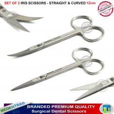 Iris Straight and Curved Gum Tissue Scissors Stitch Ophthalmic Surgical Crafts Set of 2