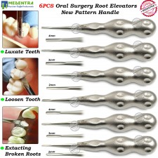 Dental Root Elevators Tooth Loosening Roots Extracting Set of 6