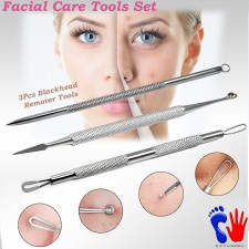 Blackhead Remover Acne Pore Pimple Comedone Extractor Double End Facial Tools Set of 3