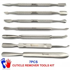 Set of 7 New Nail Pusher Cuticle Remover Manicure Pedicure Stainless Steel Tools