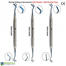 Composite Resin Filling Instrument Flat Plastic Burnishers Blue Tips X3