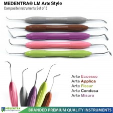 LM Composite Dental Filling Instruments, Arte Eccesso, Applica, Fissur, Condensa, Misura, Set of 5 Pcs Silicon Handle
